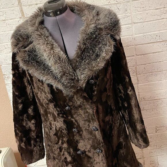 Vintage Union Made Brown Fur Winter Coat large